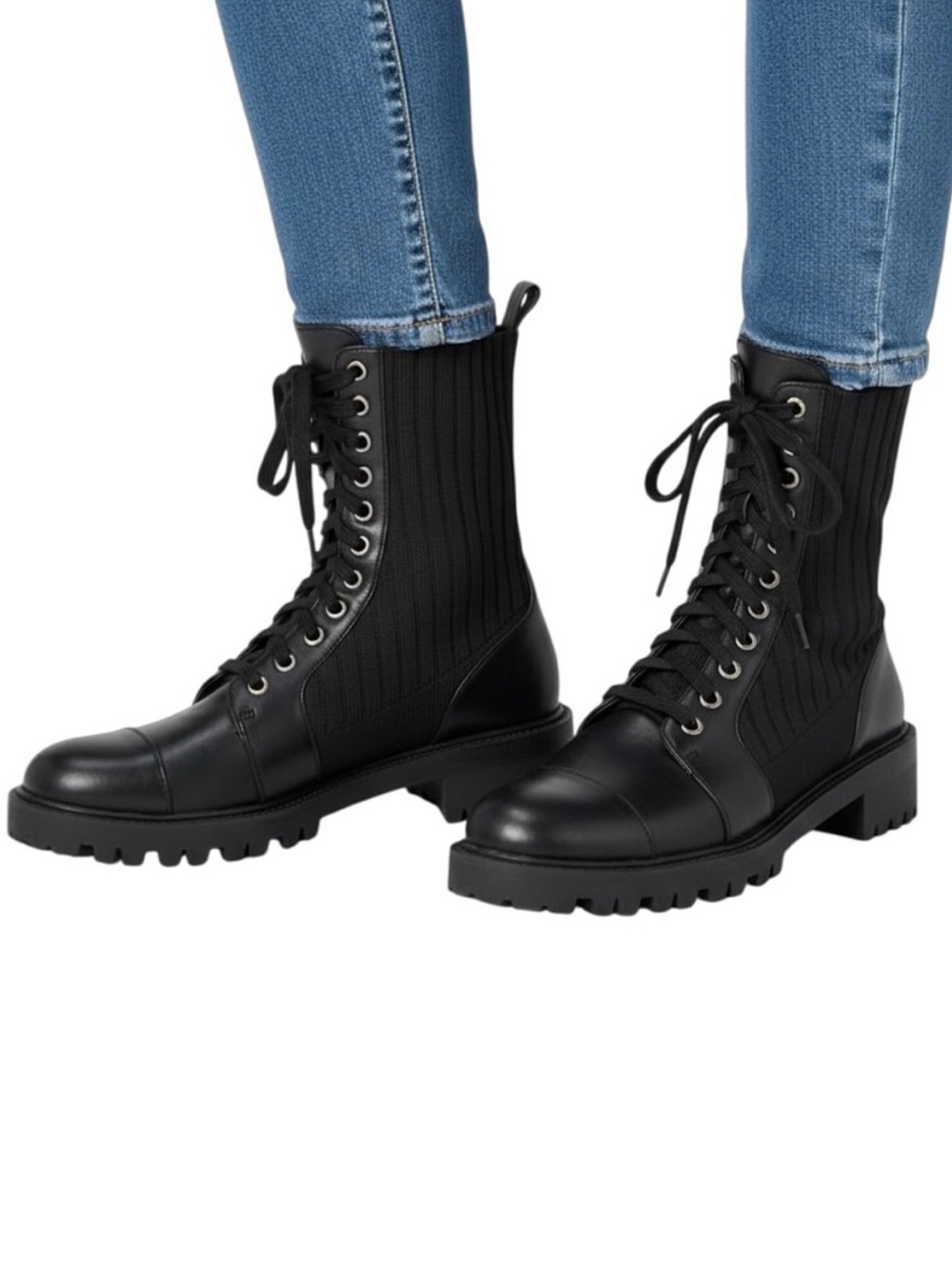 Zara Black Combat Boots Size 7.5